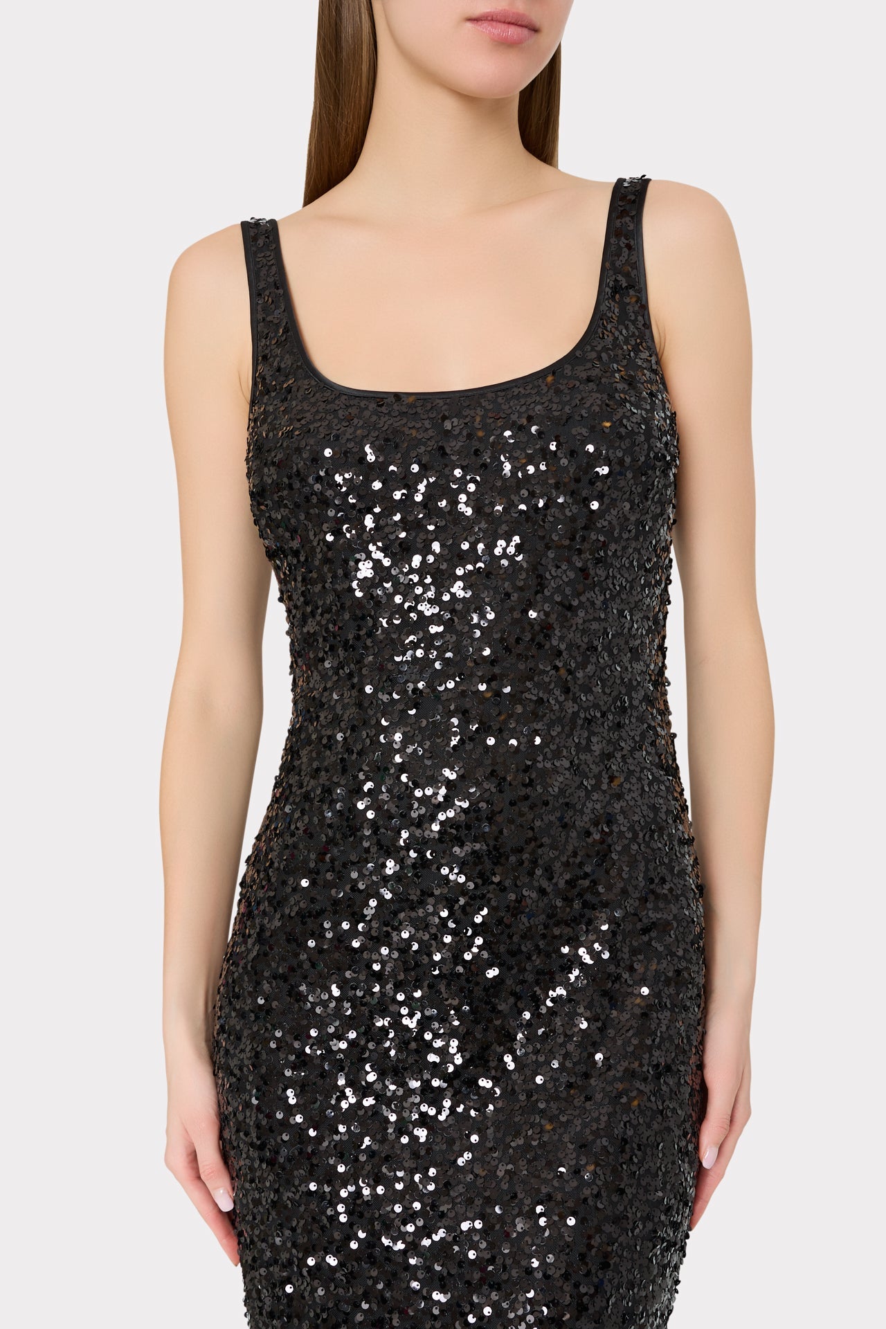 Tatum Stretch Shimmer Sequins Scoop Neck Dress