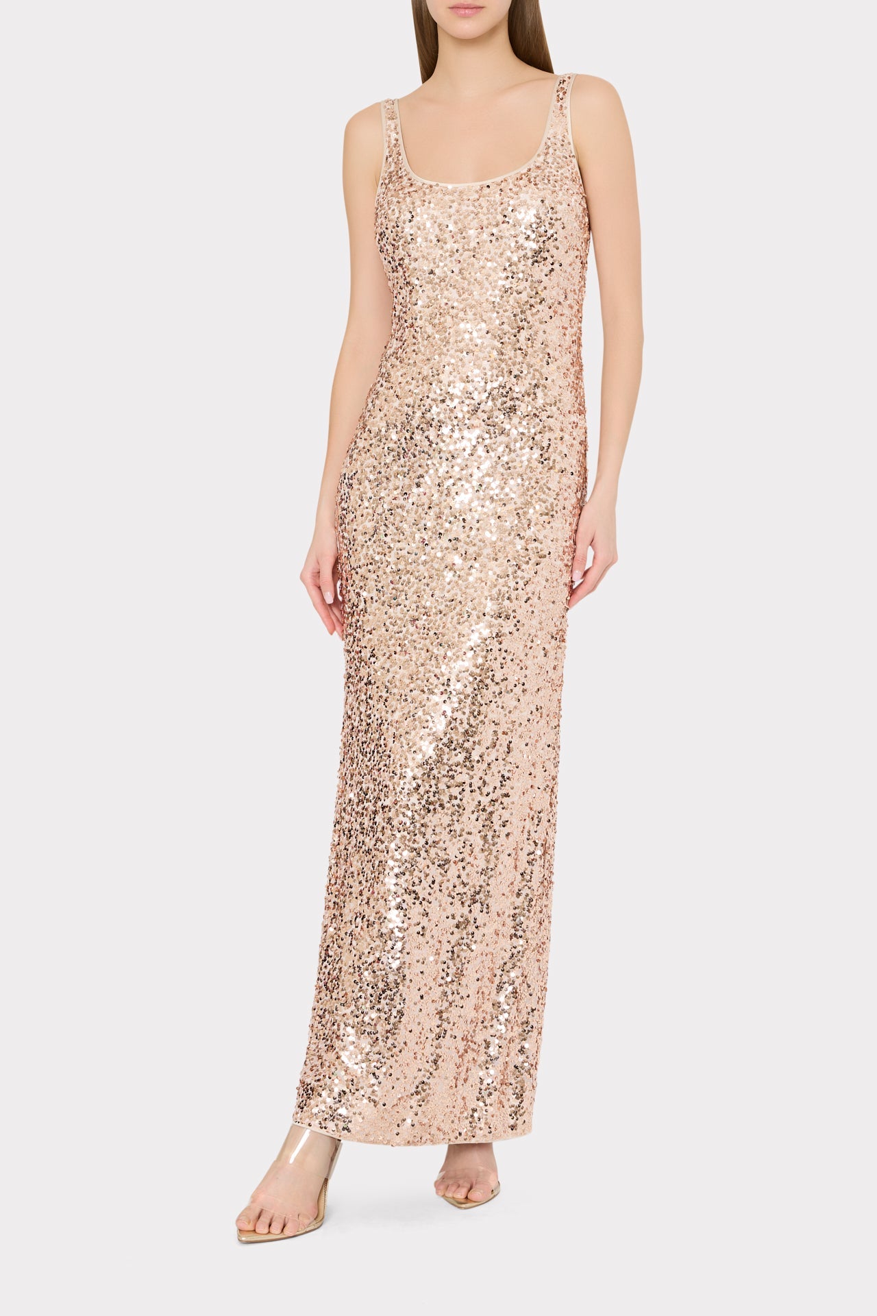 Tatum Stretch Shimmer Sequins Scoop Neck Dress