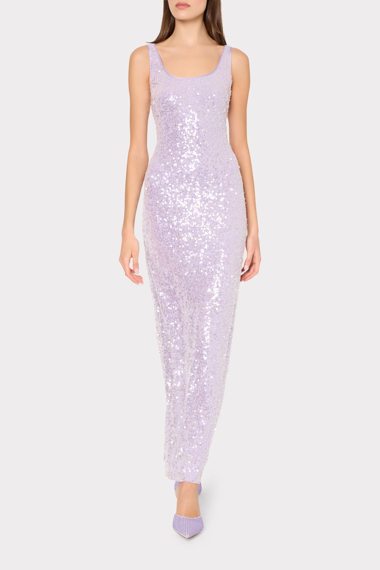 Tatum Stretch Shimmer Sequins Scoop Neck Dress