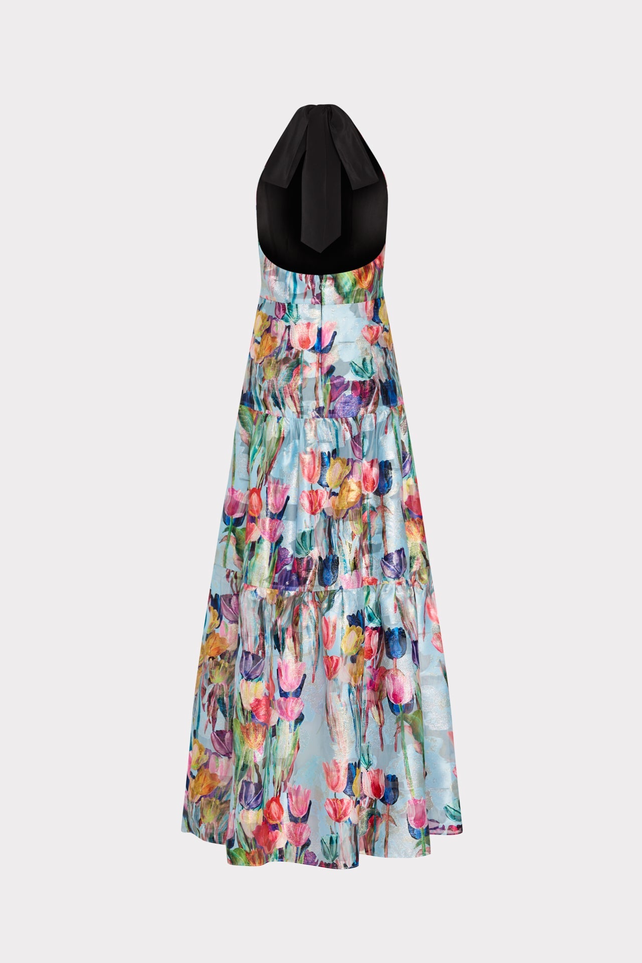 Gizelle Metallic Tulip Halter Maxi Dress