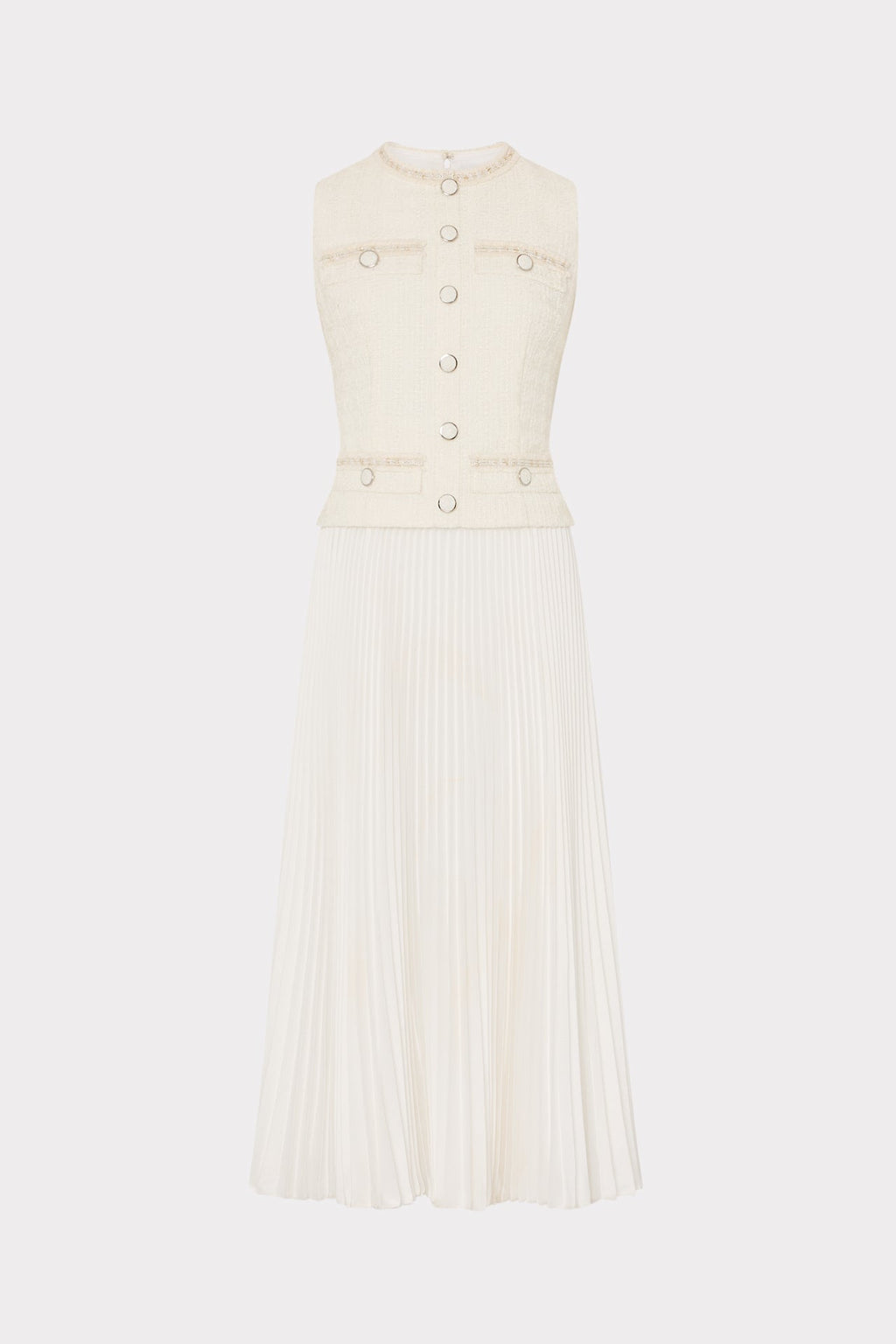 Boucle Mixed Media Midi Dress