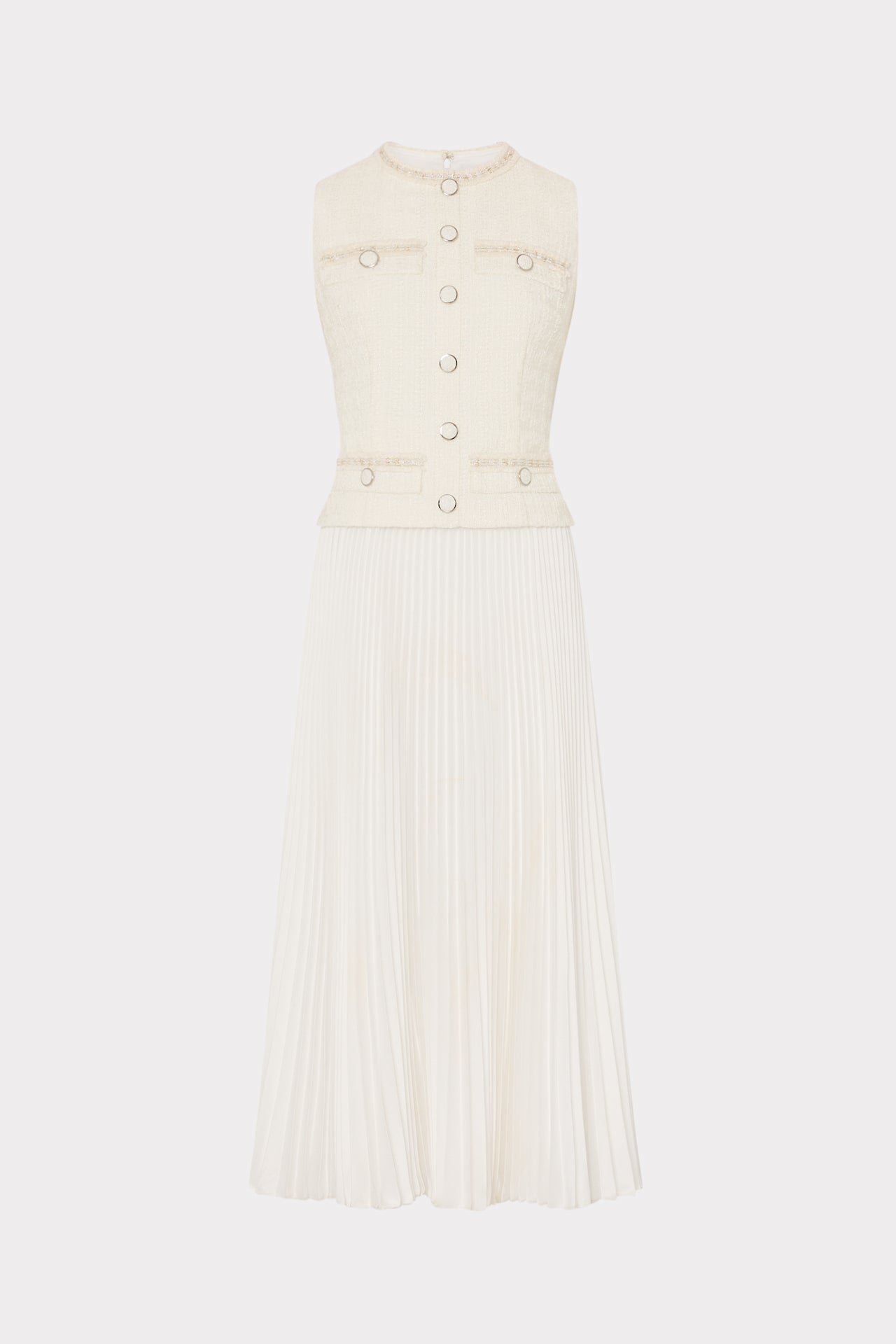 Boucle Mixed Media Midi Dress
