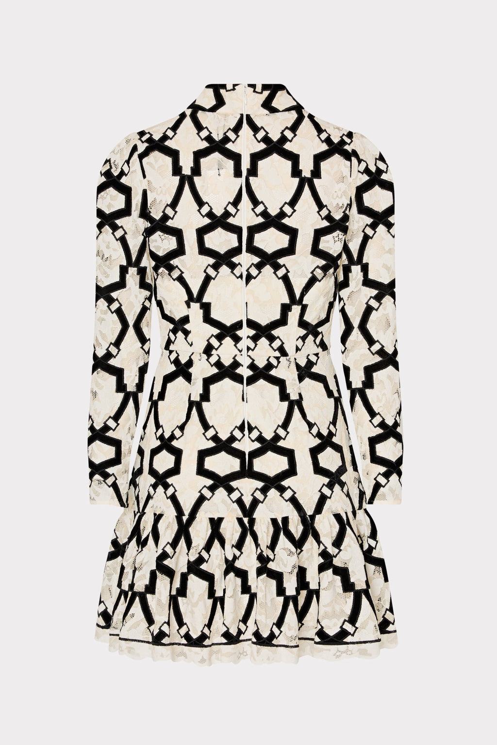 Willa Velvet Flocked Lace Mock Neck Dress