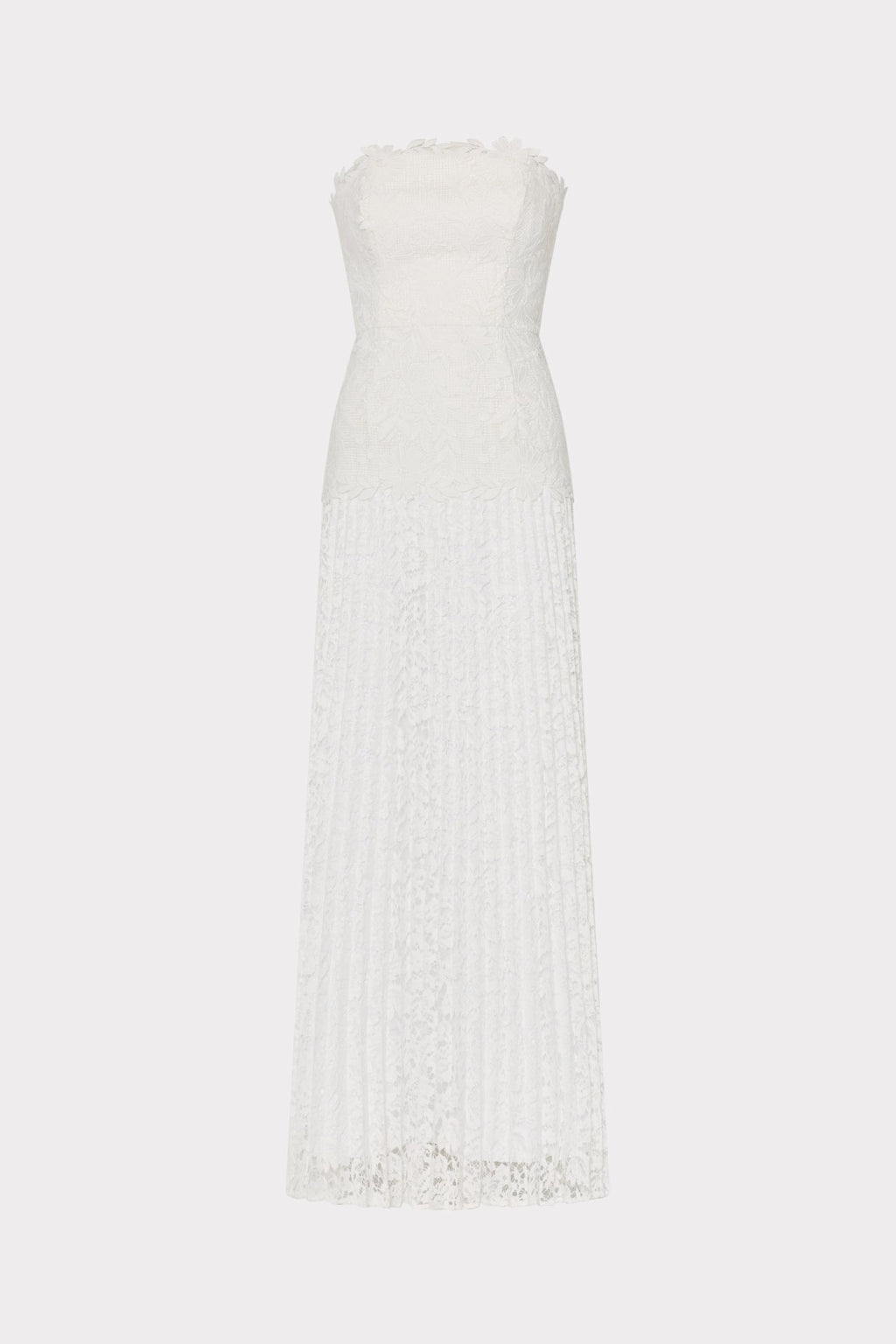 Norelle Strapless Mixed Laces Pleated Combo Dress