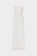 Norelle Strapless Mixed Laces Pleated Combo Dress