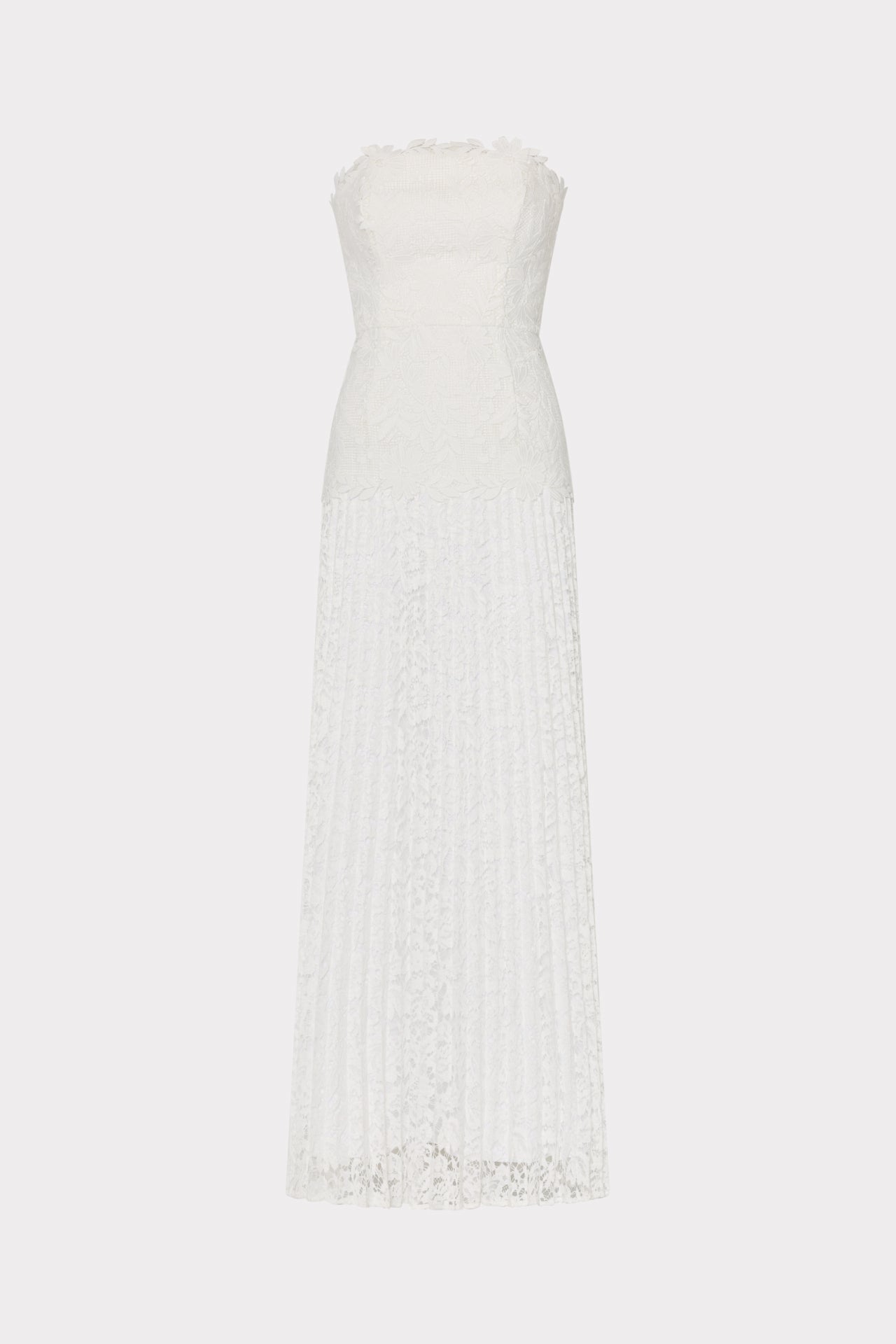 Norelle Strapless Mixed Laces Pleated Combo Dress