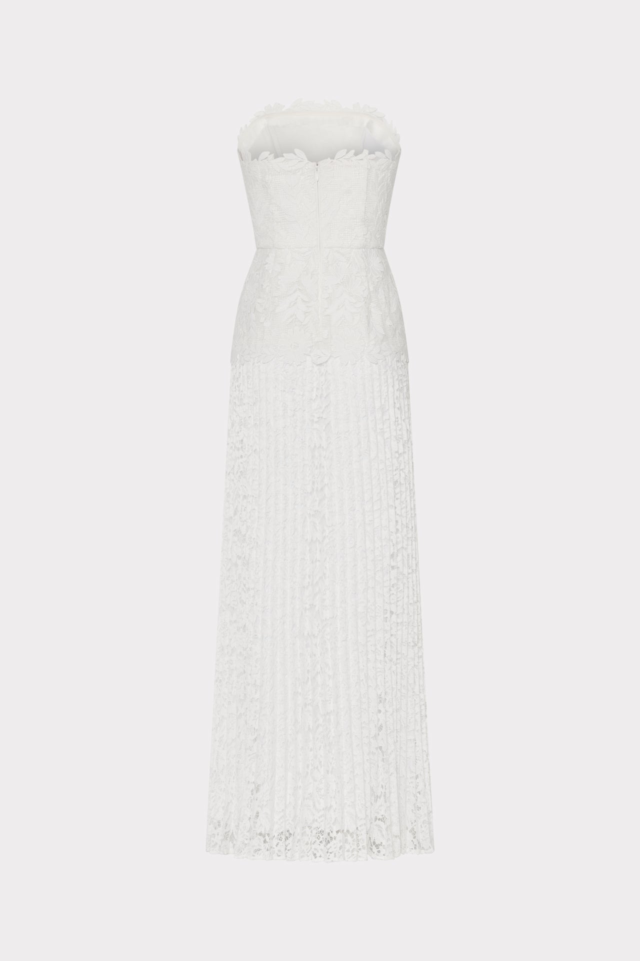 Norelle Strapless Mixed Laces Pleated Combo Dress