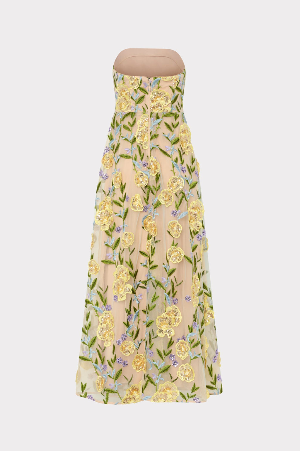 Isa Embroidered Sequin Strapless Dress