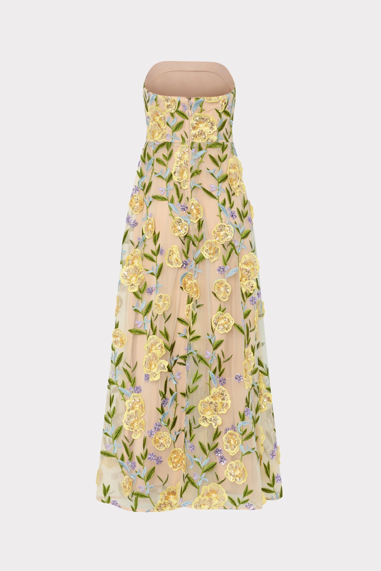 Isa Embroidered Sequin Strapless Dress