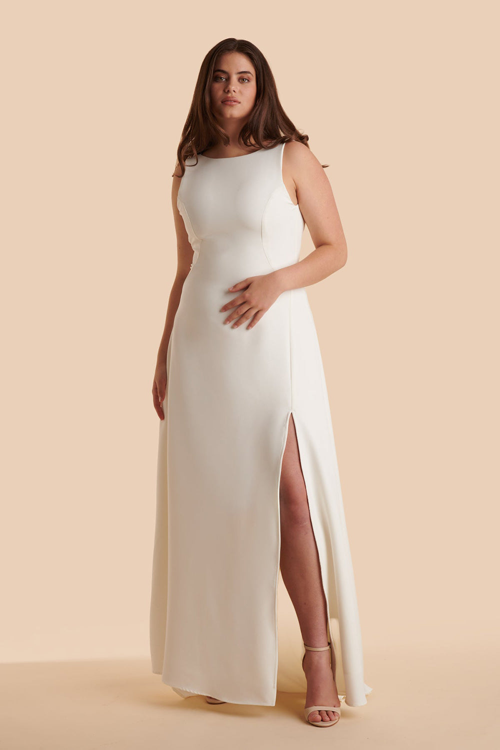 Elenova White | High Neck Wedding Gown with Train and Slit by Arti Gogna