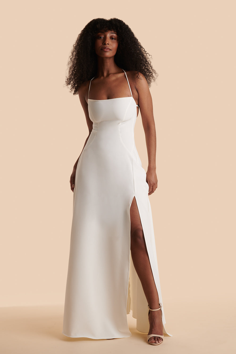 Izabella Ivory | A-line Maxi Dress with Open Back and Slit by Arti Gogna