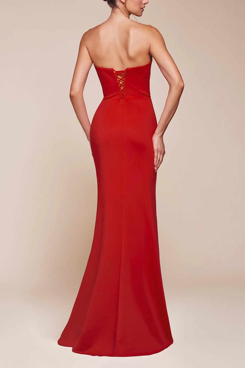 Ailsa Red | Strapless Gown with High Slit