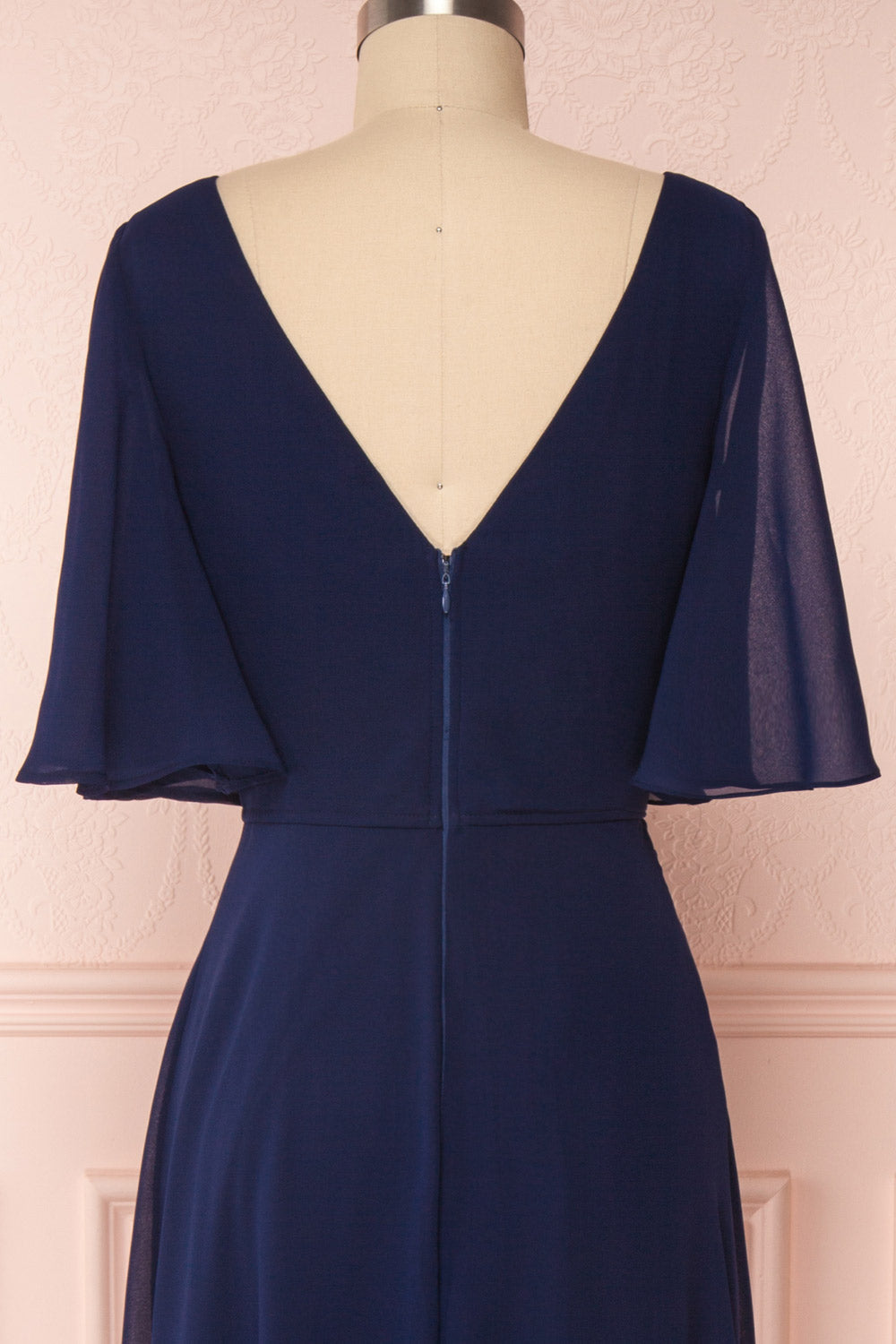 Adelphia Navy | V-Neck Chiffon Maxi Dress