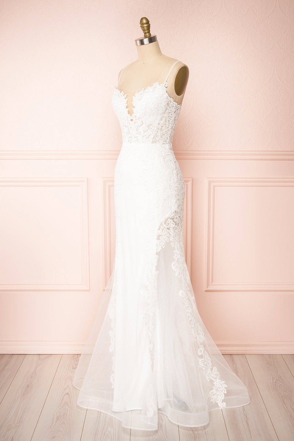 Aerlene | White Embroidered Mermaid Wedding Dress