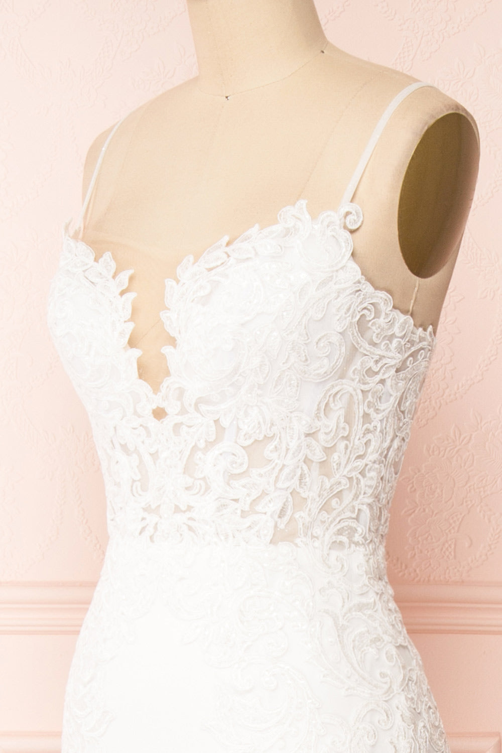 Aerlene | White Embroidered Mermaid Wedding Dress