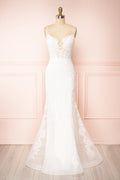 Aerlene | White Embroidered Mermaid Wedding Dress