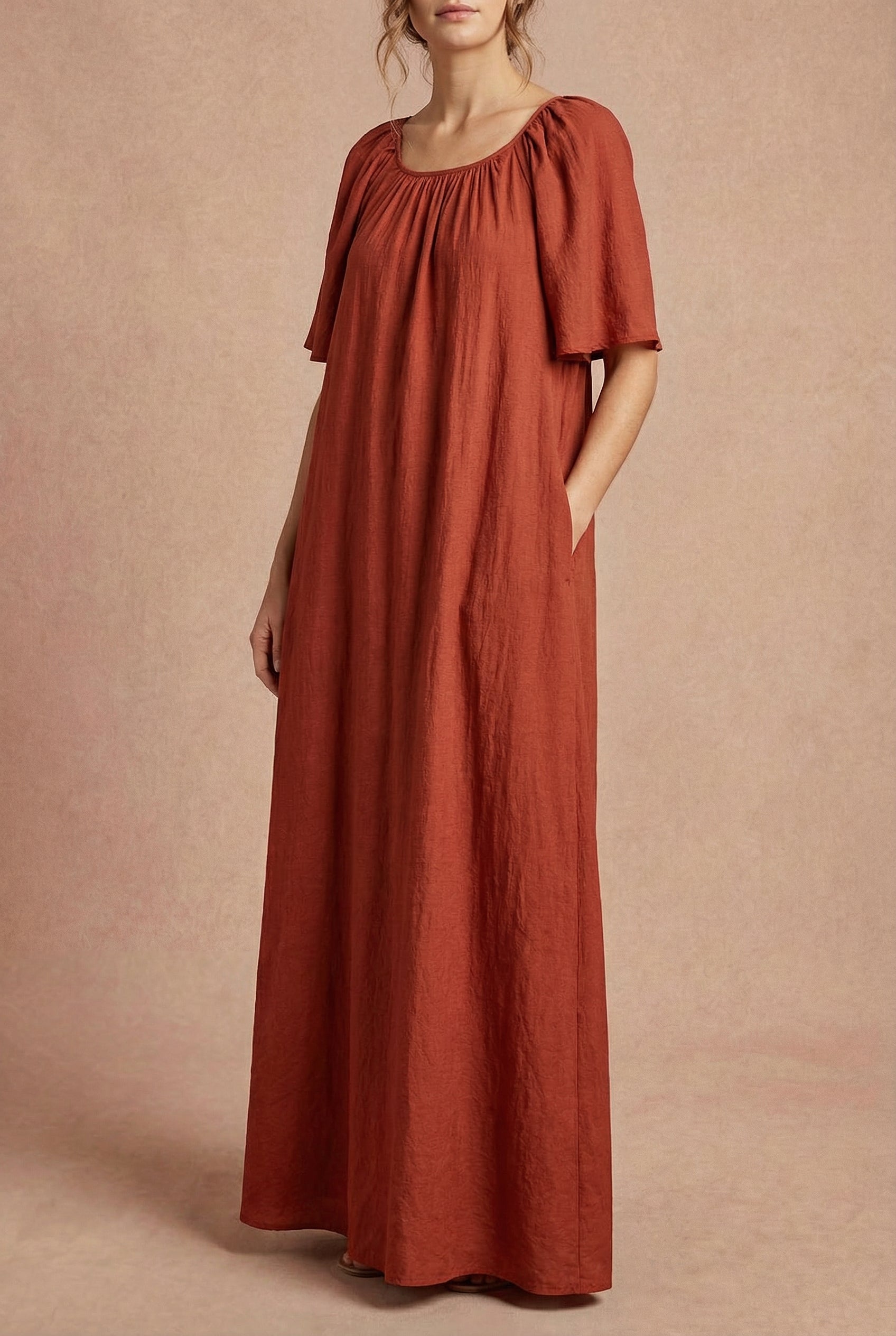 Bettiah | Maxi Dress with Short Puff Sleeves with Pockets