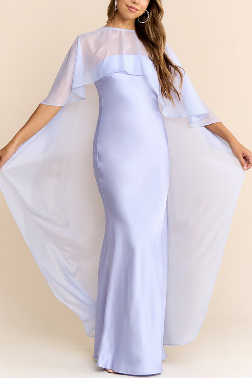 Cathleen Lavender | Fitted Strapless Satin Maxi Dress