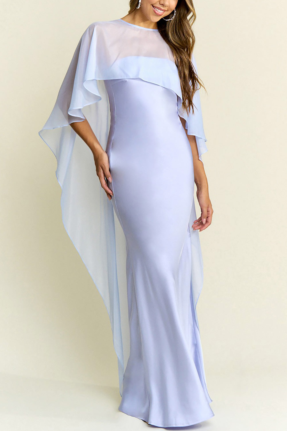 Cathleen Lavender | Fitted Strapless Satin Maxi Dress