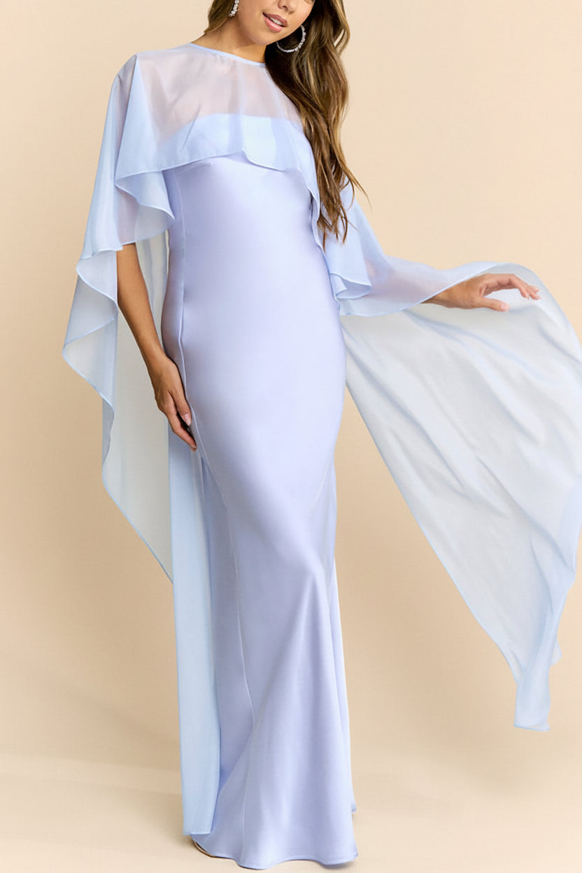 Cathleen Lavender | Fitted Strapless Satin Maxi Dress