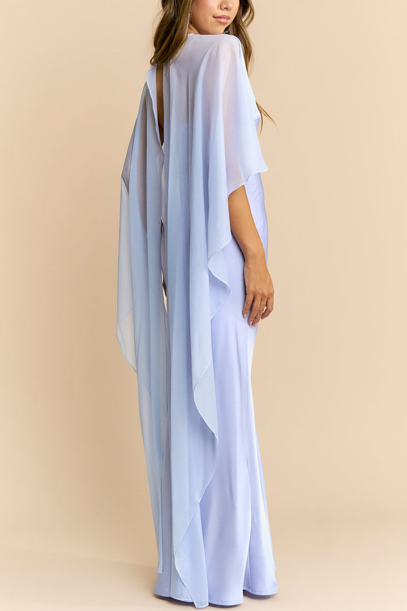 Cathleen Lavender | Fitted Strapless Satin Maxi Dress
