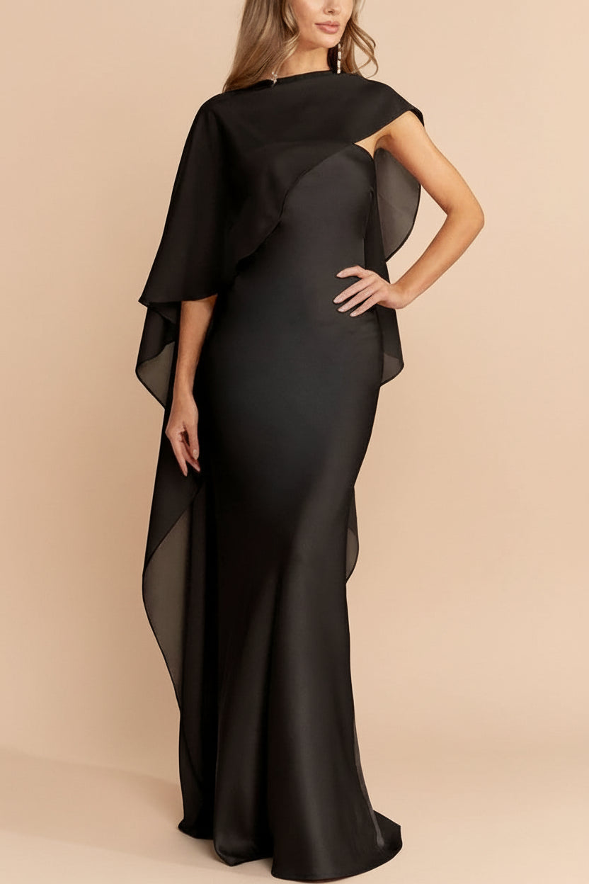 Cathleen Black | Fitted Strapless Satin Maxi Dress