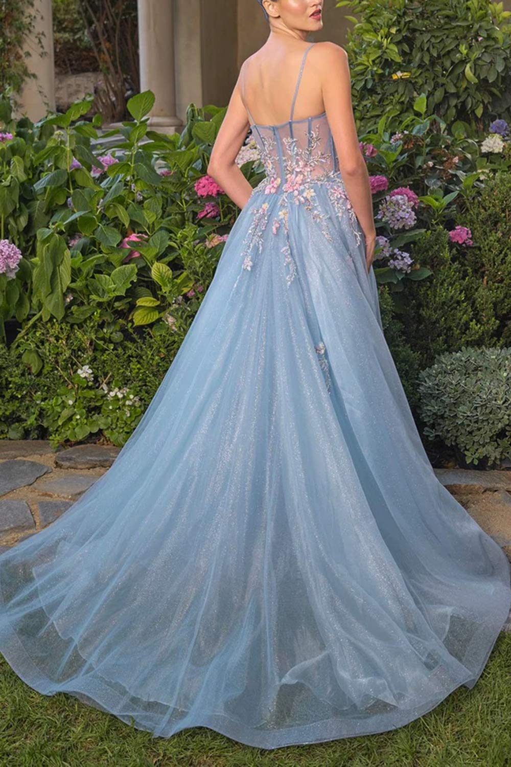Cecily | Crystal Embroidered Blue Ball Gown Dress