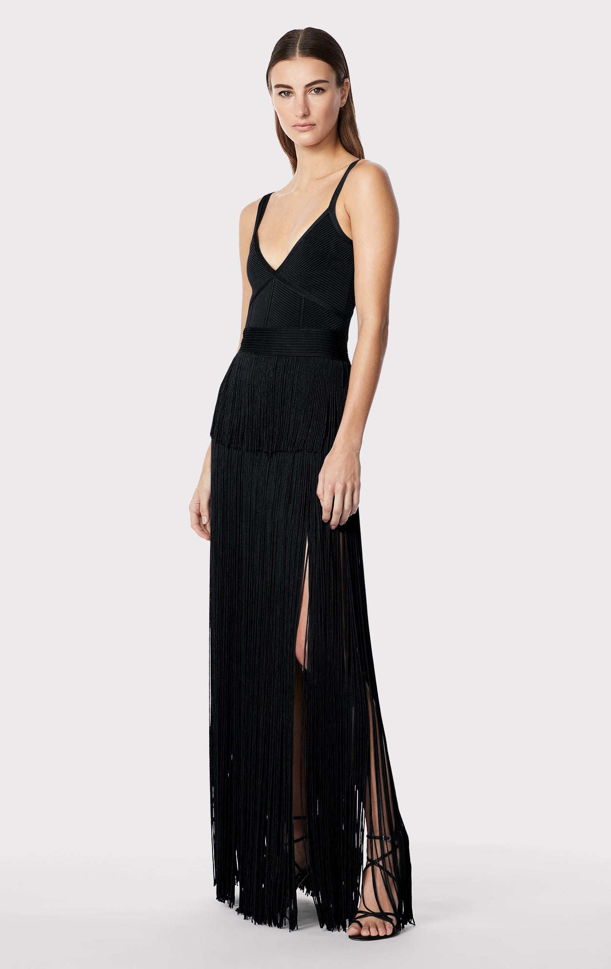 STRAPPY OTTOMAN FRINGE GOWN