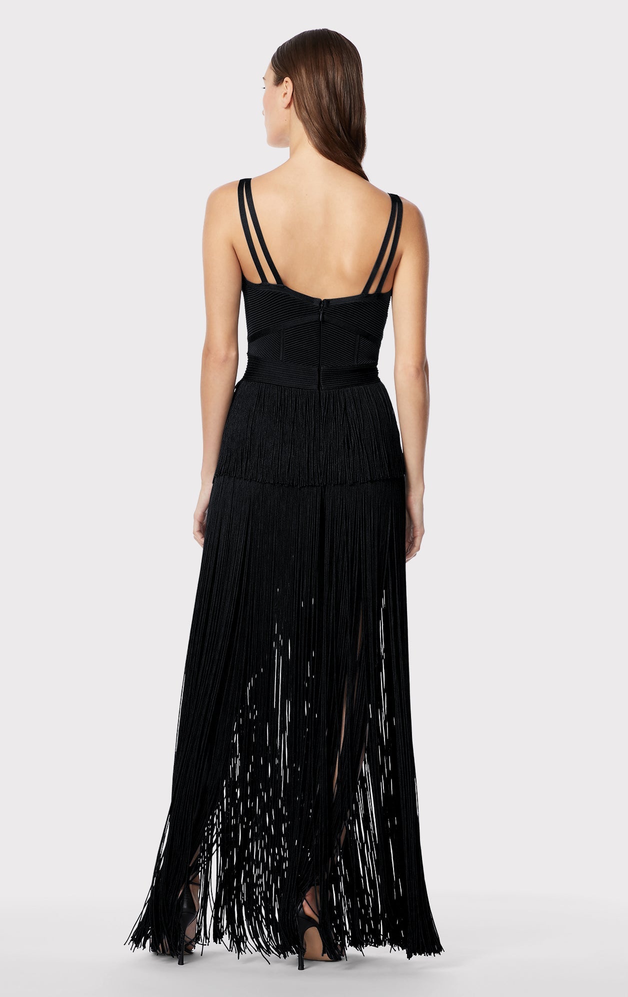 STRAPPY OTTOMAN FRINGE GOWN