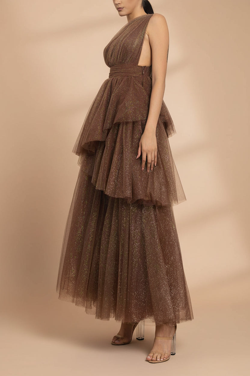 Cody Brown | Maxi One Shoulder Dress with Glitters