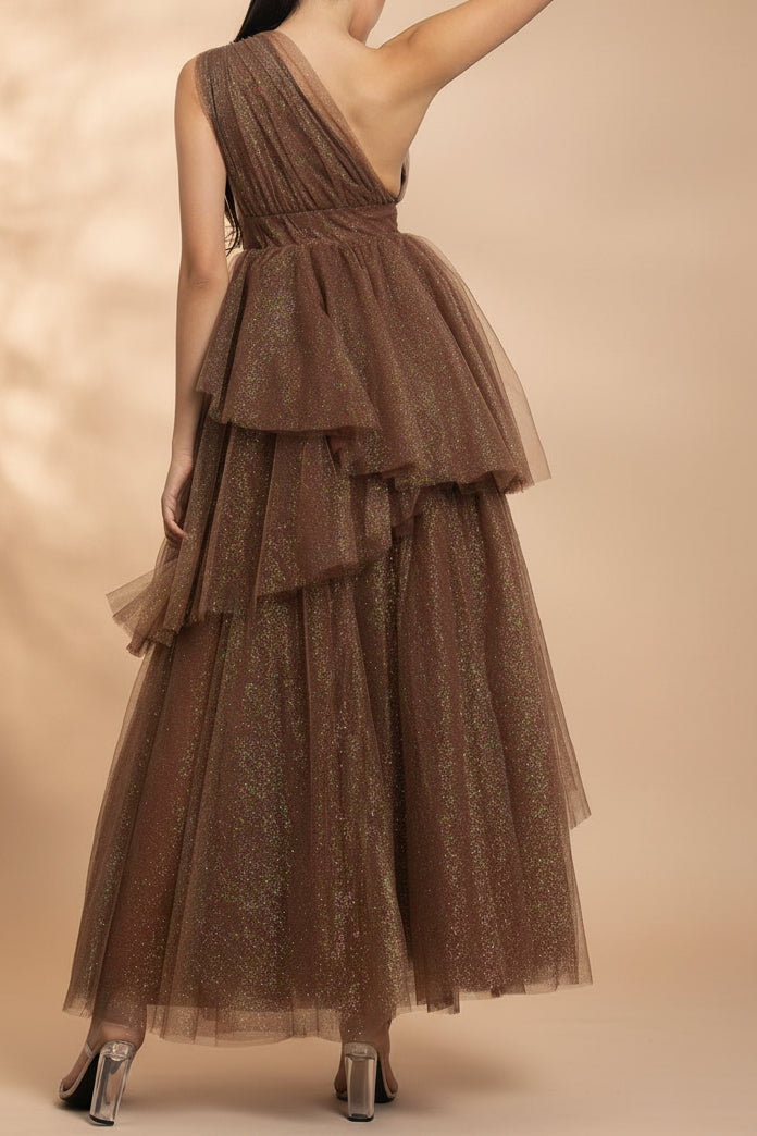 Cody Brown | Maxi One Shoulder Dress with Glitters