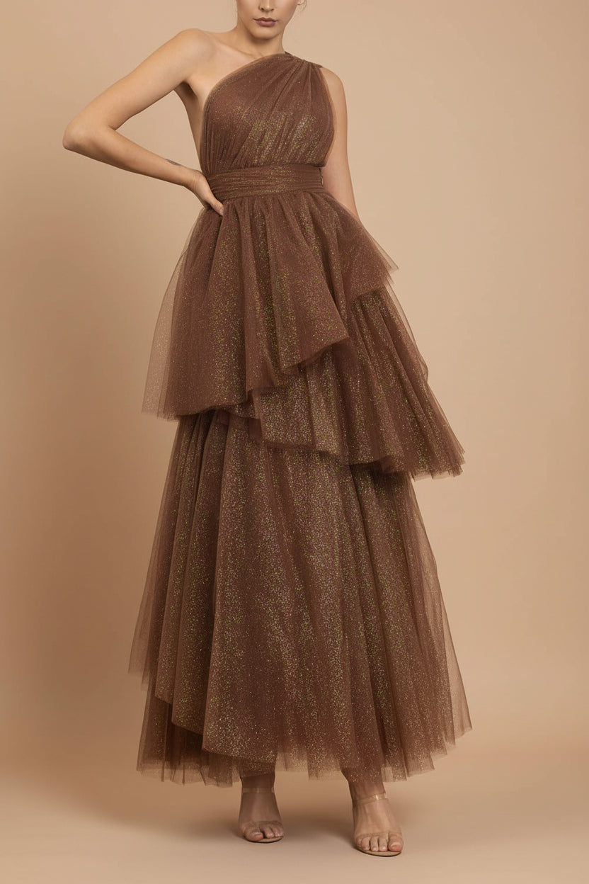 Cody Brown | Maxi One Shoulder Dress with Glitters
