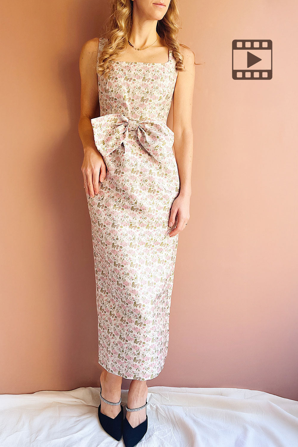 Maram | Long Floral Dress with Bow