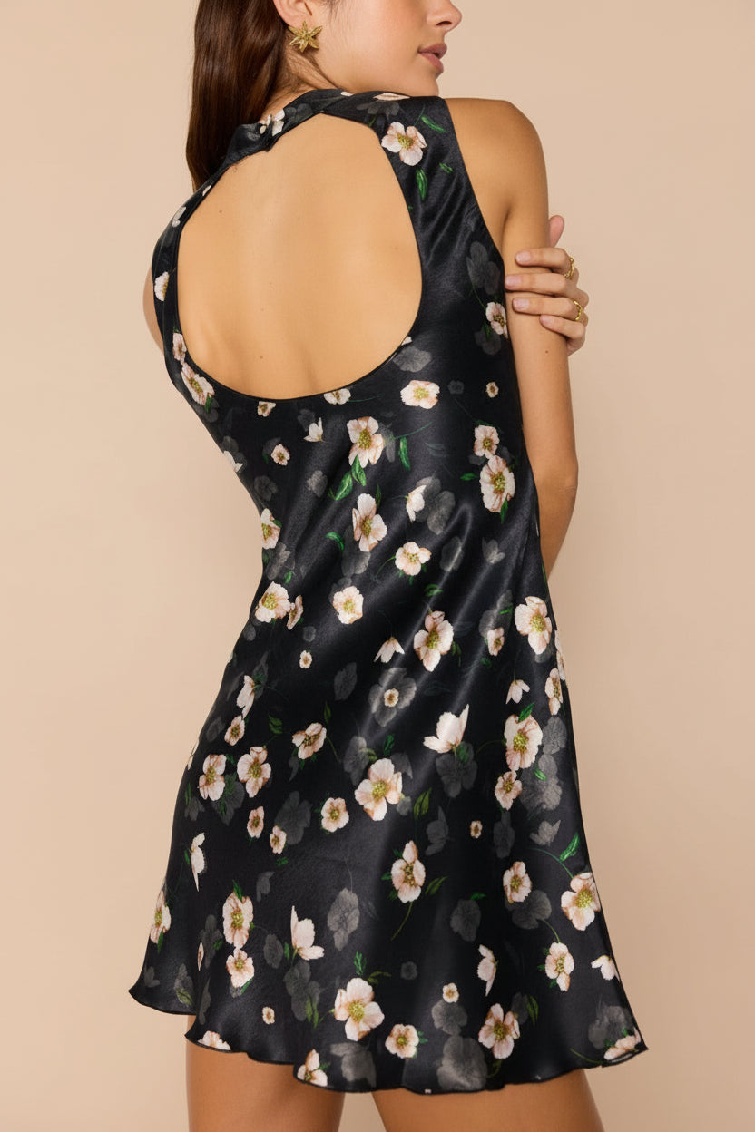 Dalilah | Short Floral Dress with Open Back