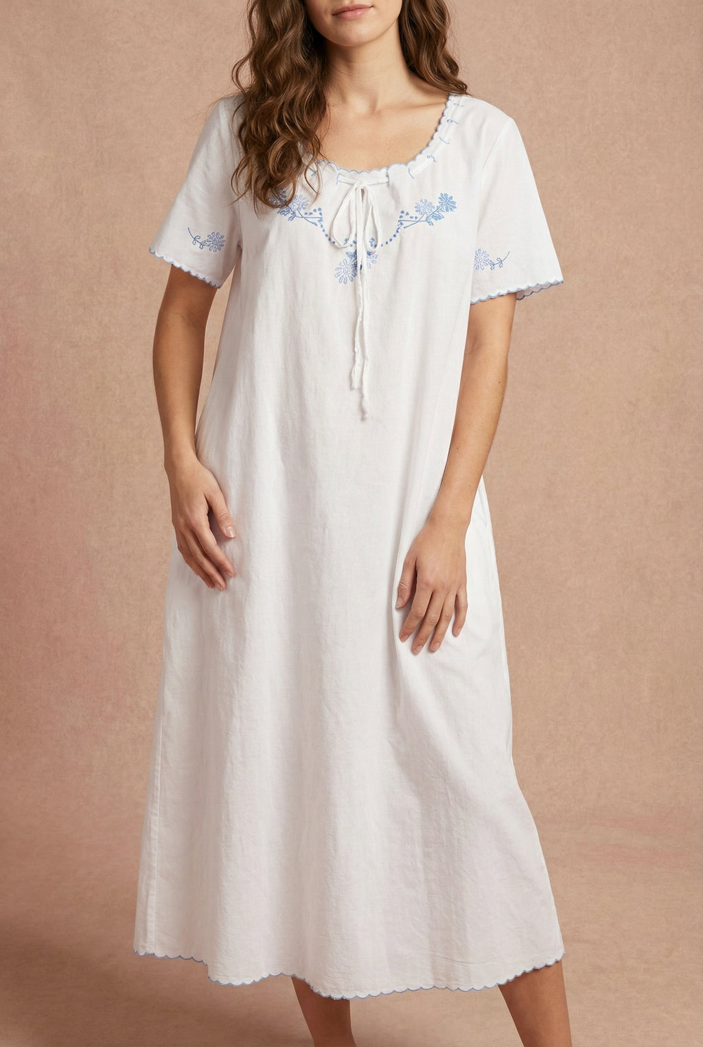 Deirdre | White Midi Nightgown with Pockets by April Cornell