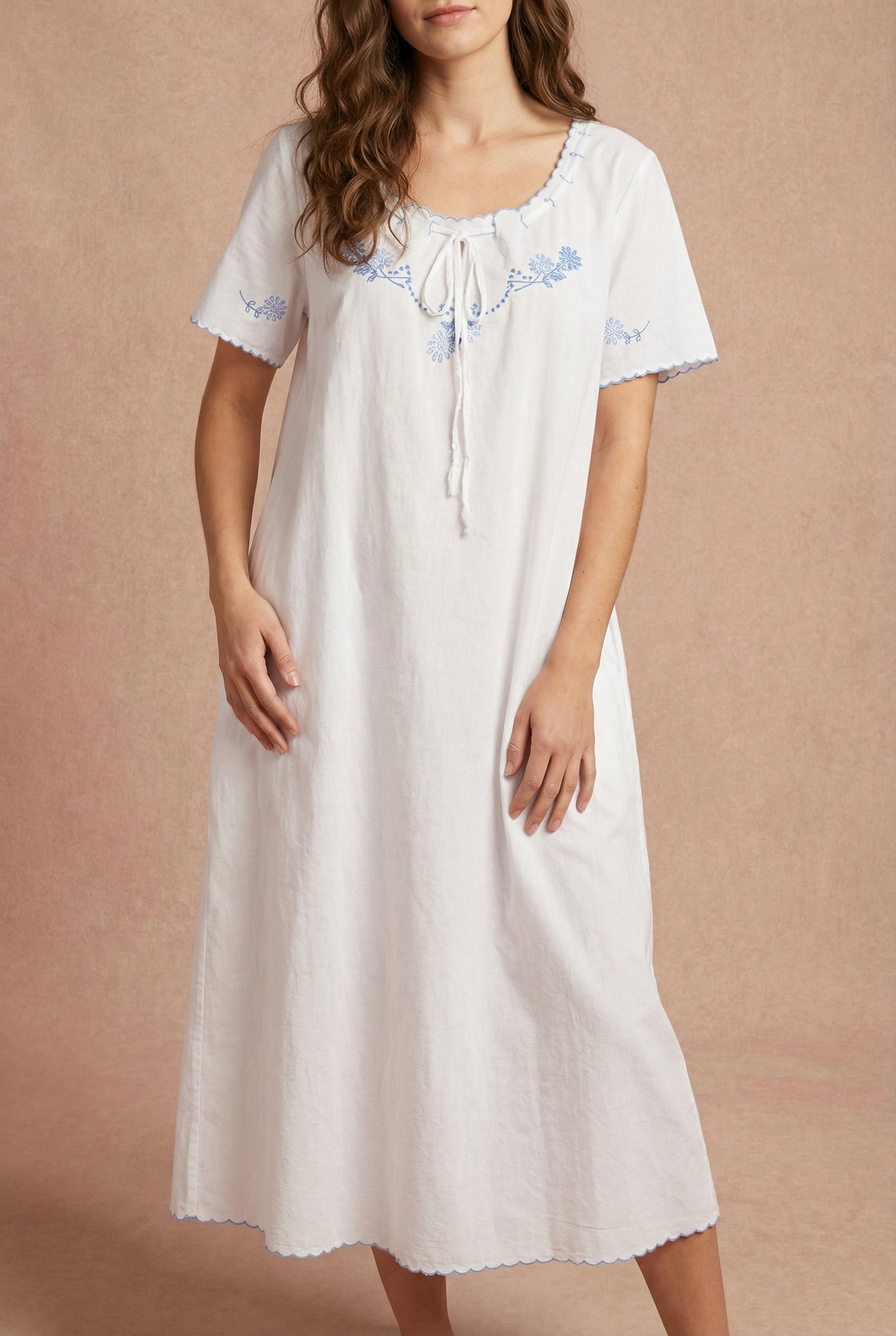 Deirdre | White Midi Nightgown with Pockets by April Cornell