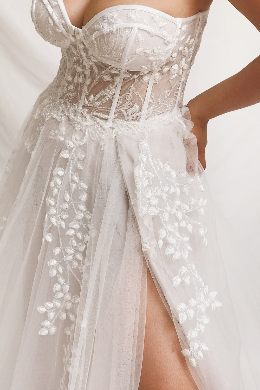 Adrasthee | Bustier Wedding Dress with Slit