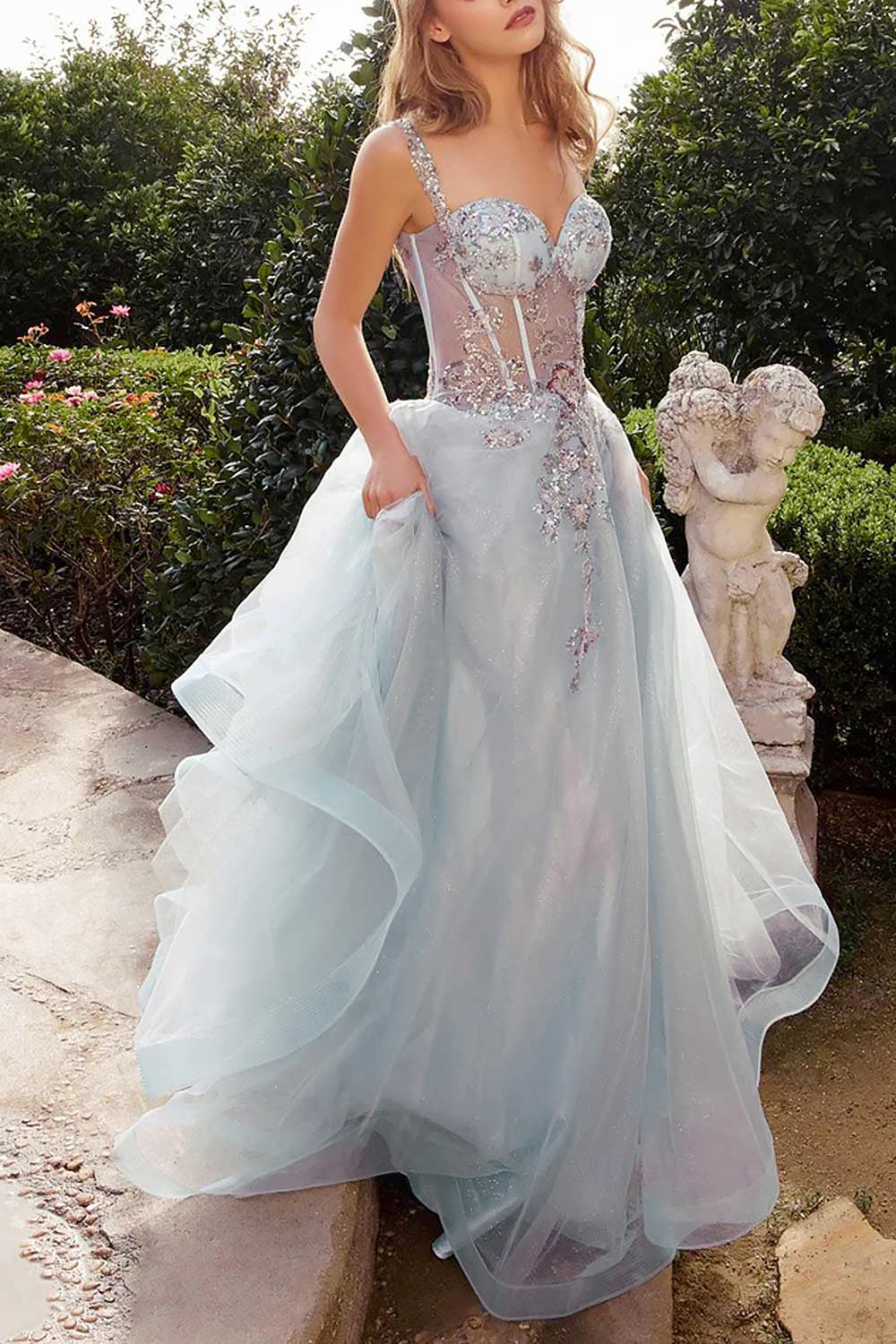 Emerie Blue | Translucent A-Line Corset Dress