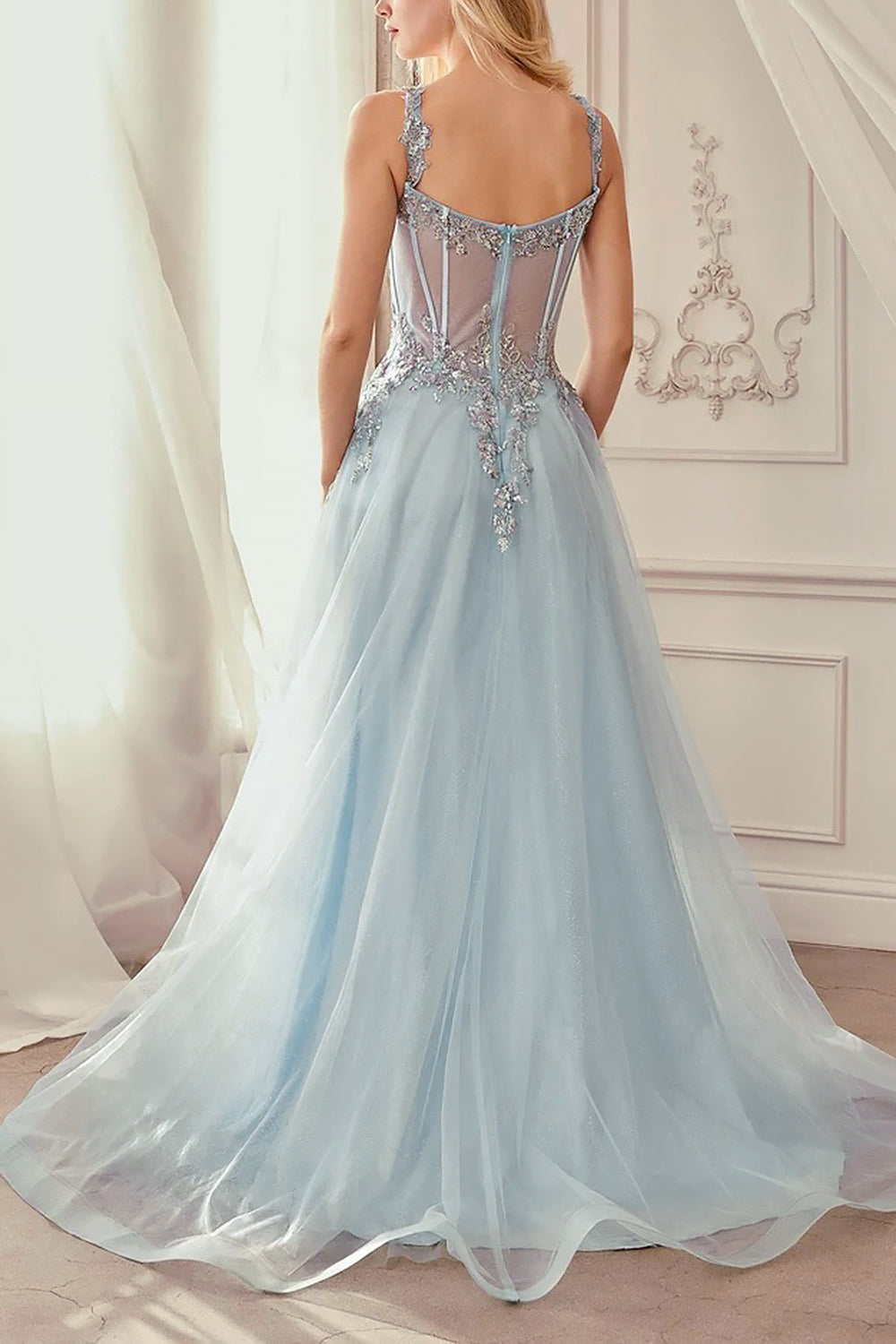 Emerie Blue | Translucent A-Line Corset Dress