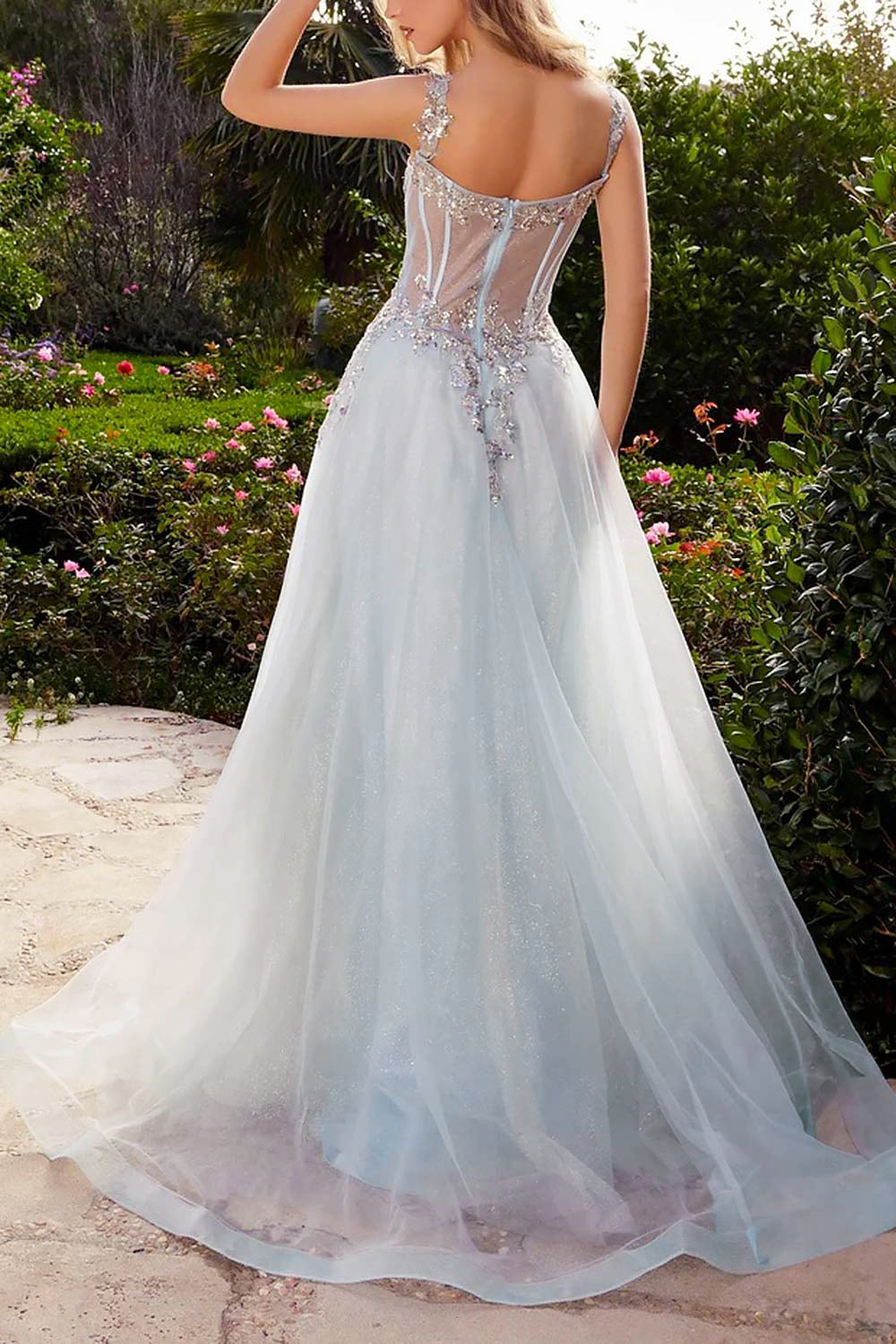 Emerie Blue | Translucent A-Line Corset Dress