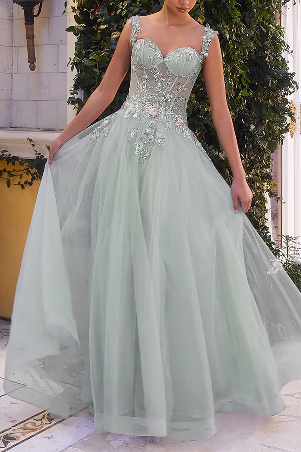 Emerie Sage | Translucent A-Line Corset Dress
