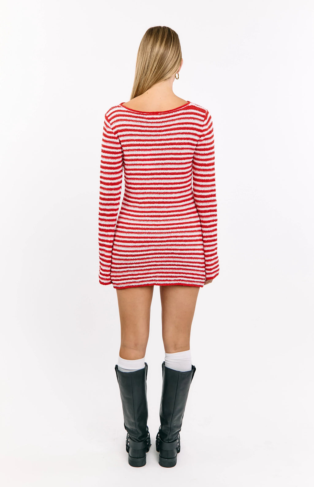 Elmer Red Stripe Long Sleeve Knit Mini Dress