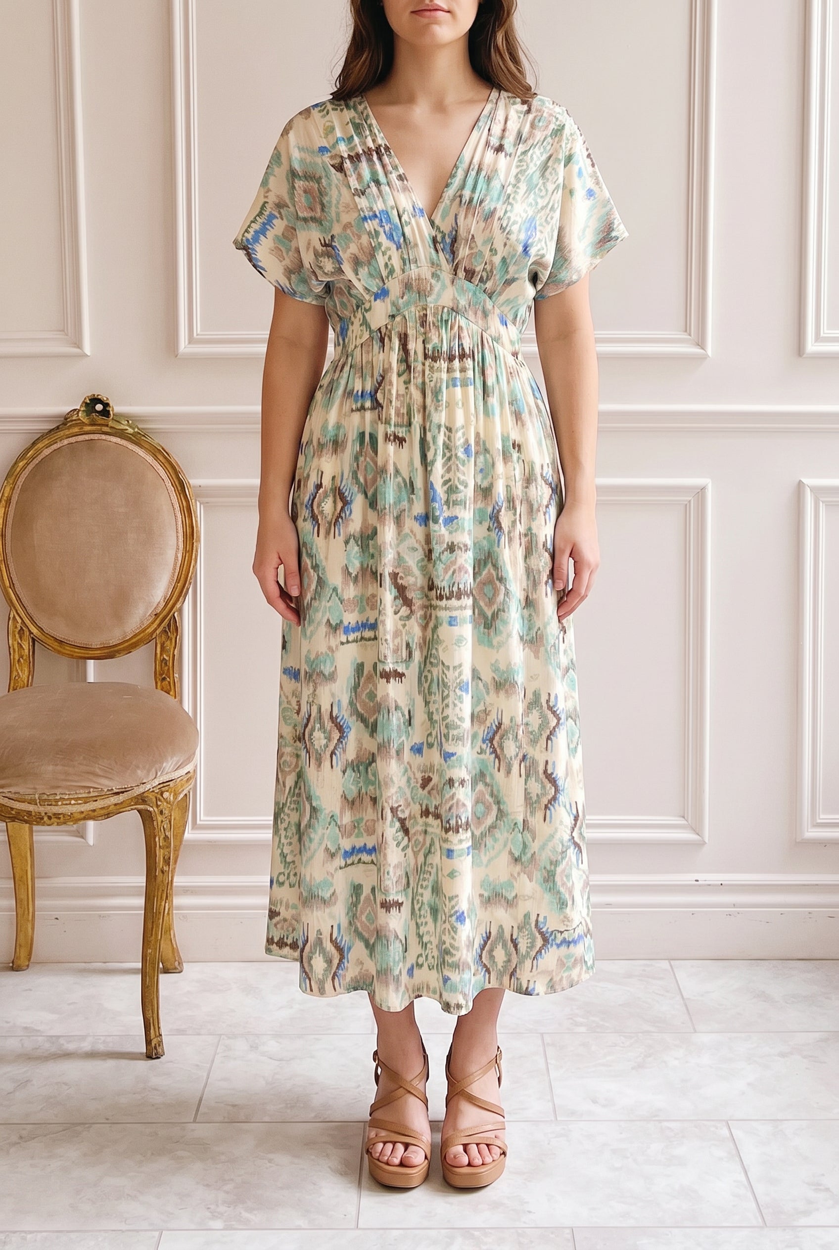 Eucharis | Midi Dress with Ethnic Pattern