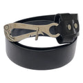 Celine Pelican Hook Buckle Leather Belt Black 30 75