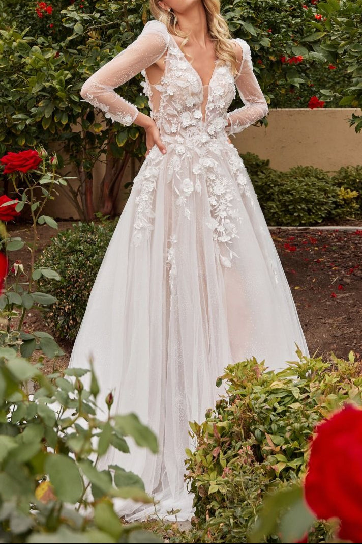 Geneva | A-line Tulle Wedding Gown with Removable Sleeves