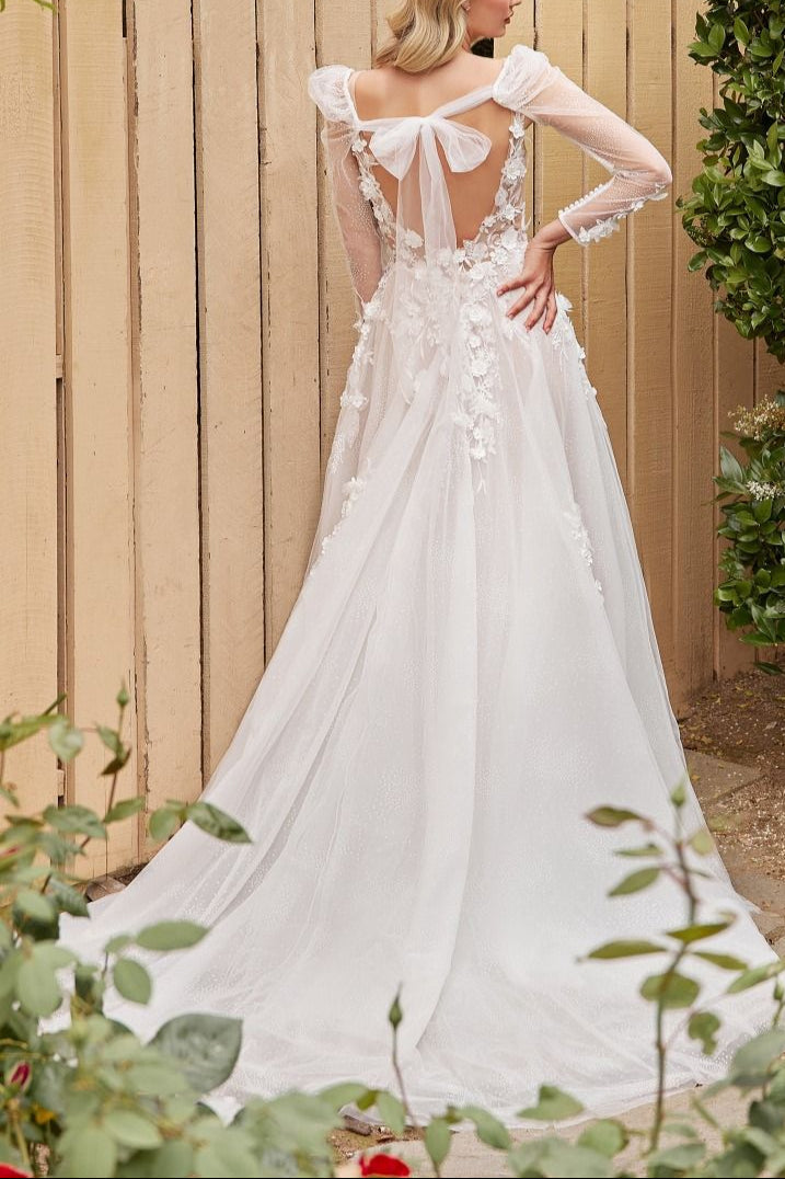 Geneva | A-line Tulle Wedding Gown with Removable Sleeves
