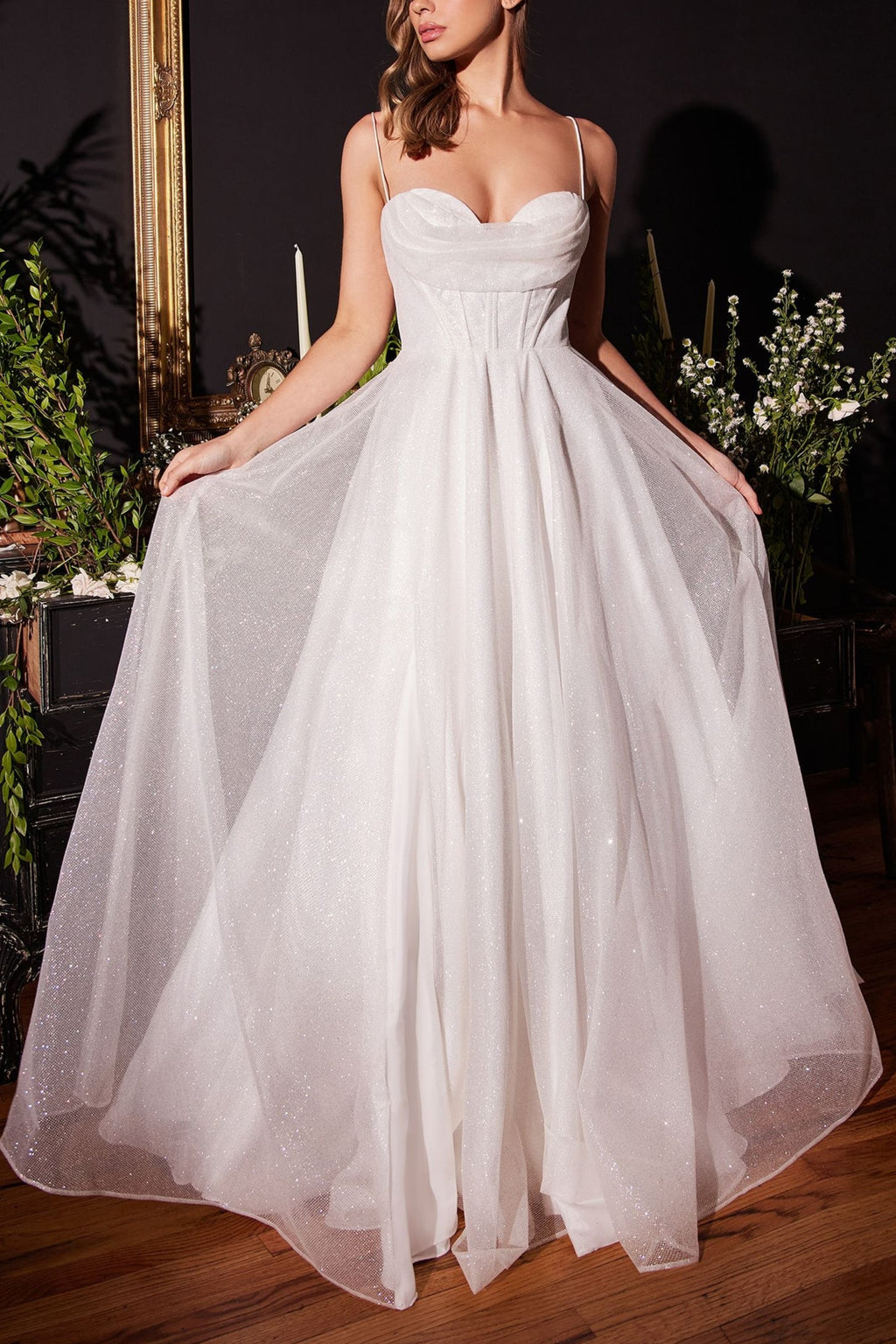Genevieve | Sparkly Cowl Neck Wedding Dress