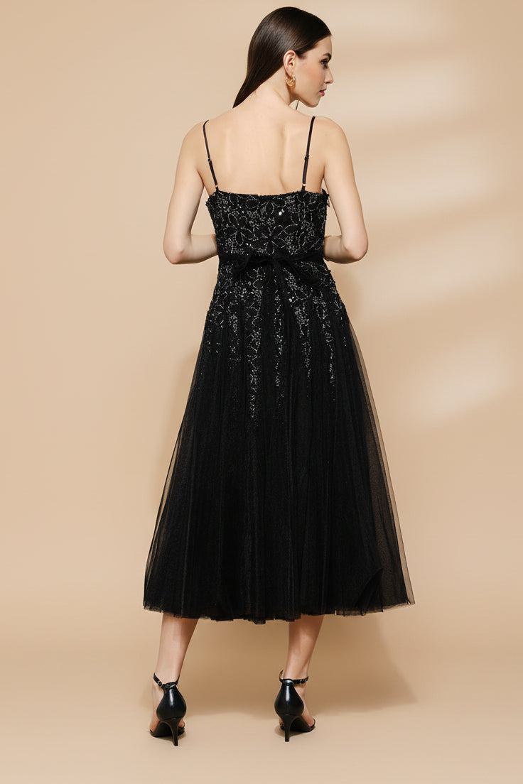Jamie Black | Midi Dress with Floral Lace