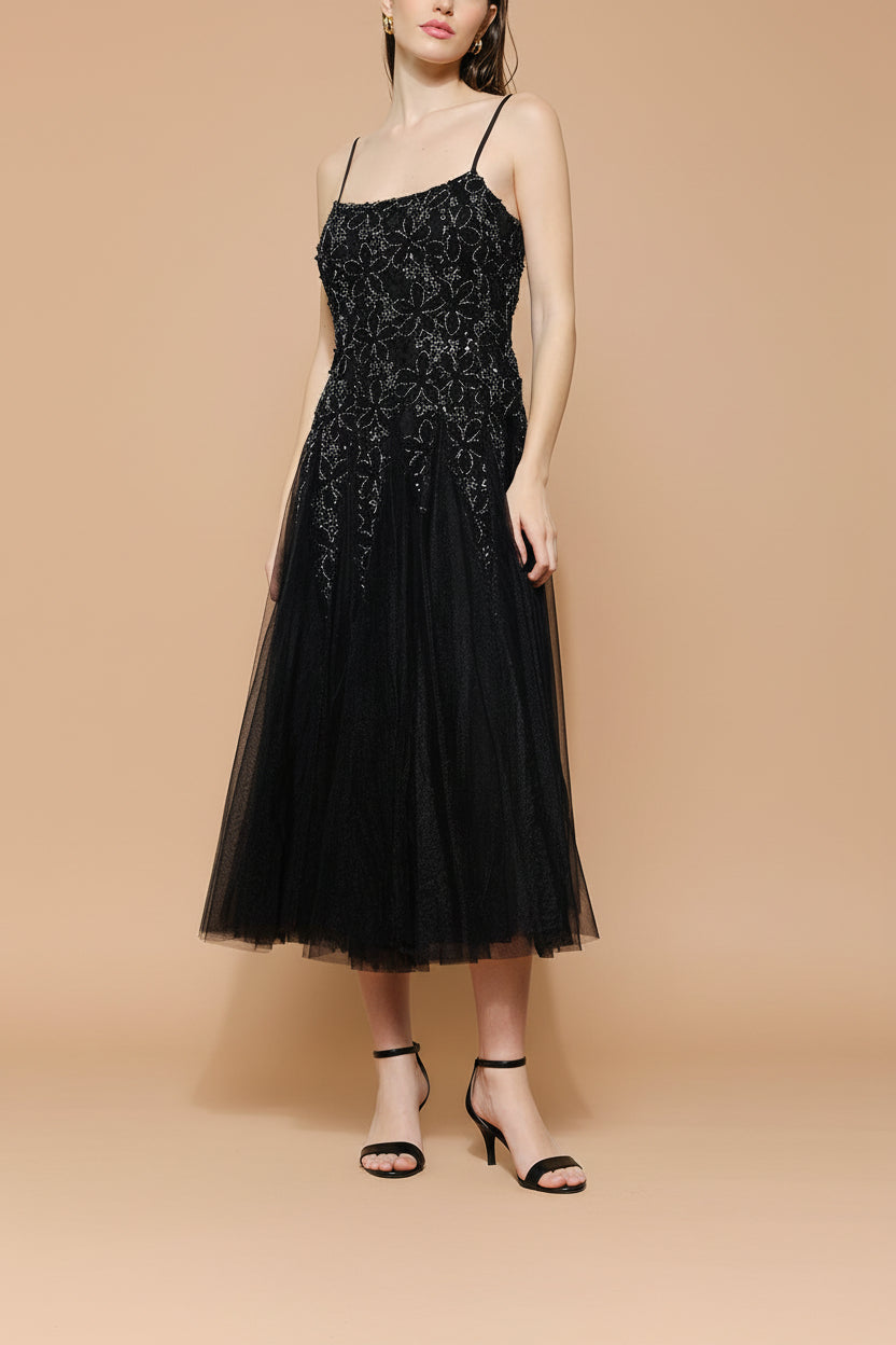 Jamie Black | Midi Dress with Floral Lace