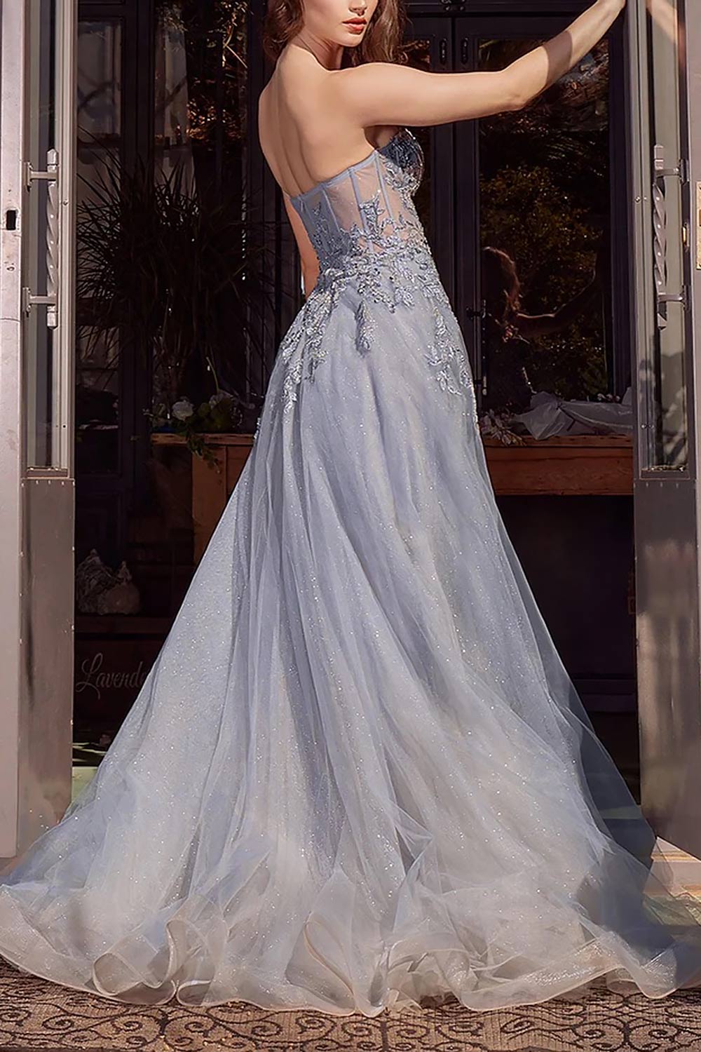 Jayden | Maxi Blue Dress with Floral Beading